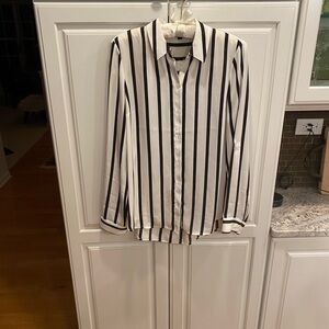 Express Black and White Striped Casual Shirt